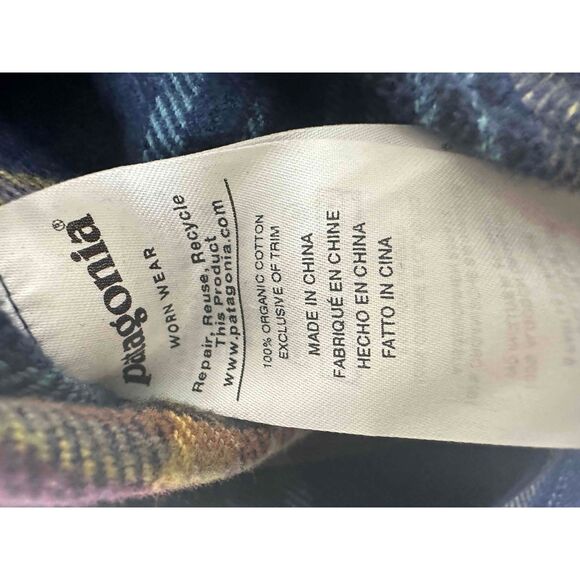 Patagonia Shirt Womans Size Small Blue Plaid Long Sleeve Button Down Flannel Fit - Picture 11 of 11